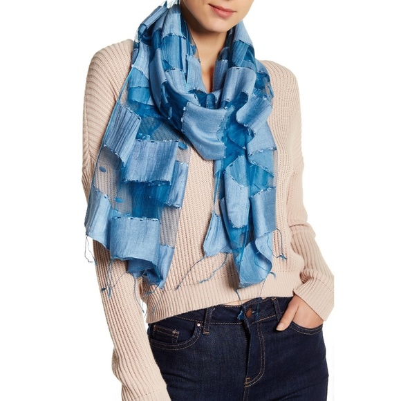 Blue Pacific Accessories - BLUE PACIFIC silk sheer striped fringe scarf wrap